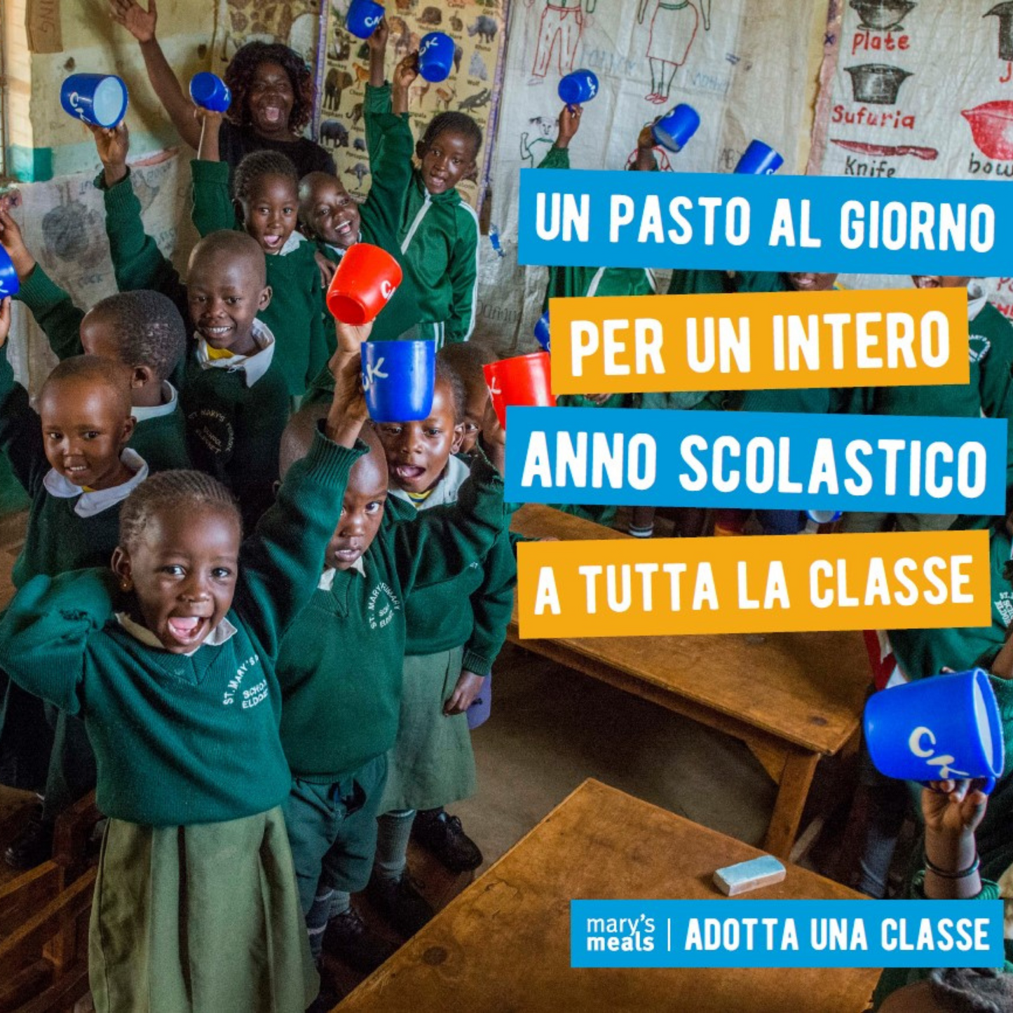 Adotta una classe di 32 bambini per un intero anno scolastico.